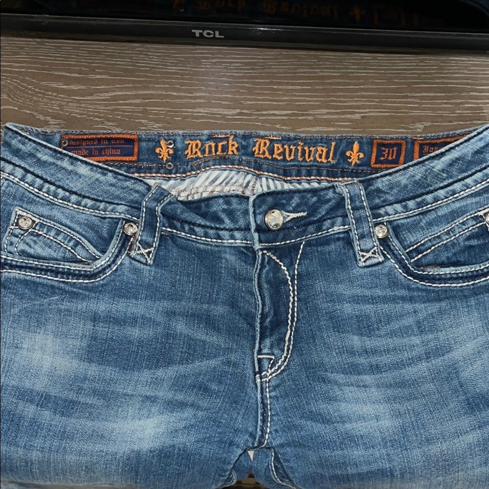 Rock Revival Distressed Blue Jeans 30